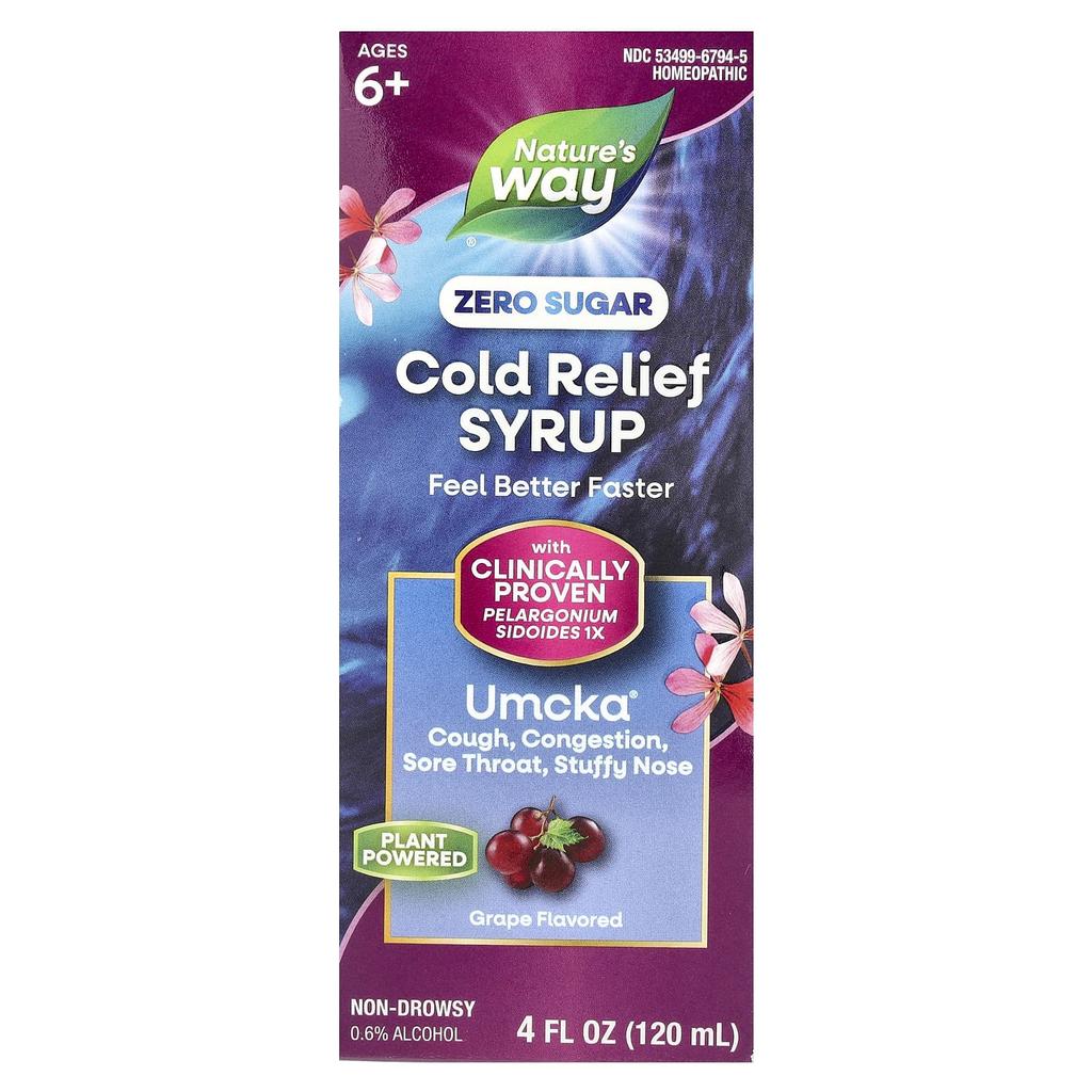 Nature's Way Umcka® Cold Relief Syrup, Ages 6+, Grape Flavor, 120 Ml (4 Fl Oz)