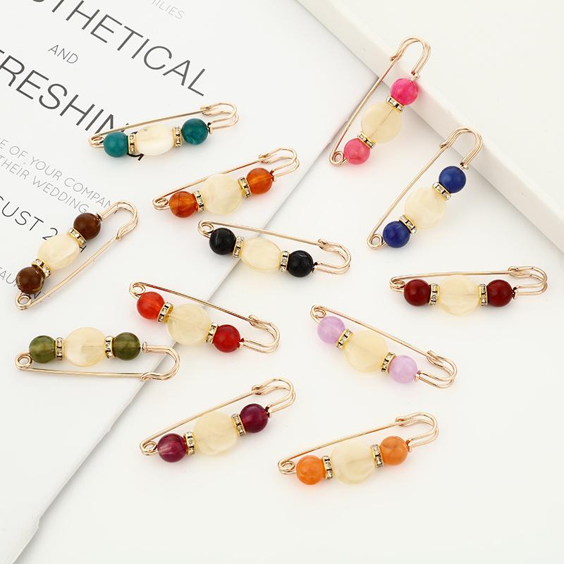 Women New Skirt Waist Artifact Waist Pin Cute Imitation Pearl Rhinestone Brooch Anti-lighting Pin Jewelry H1379