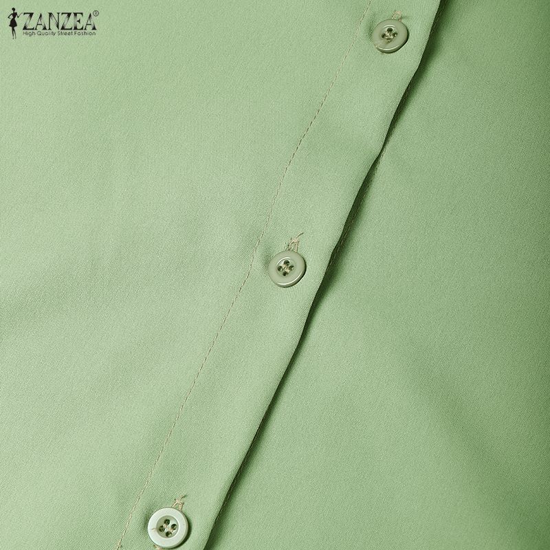 ZANZEA Women Casual Turn Down Collar Long Sleeve Loose Shirt Dress