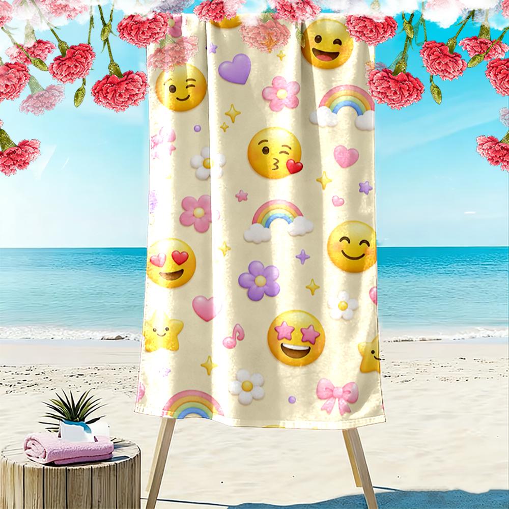 Emoji und Regenbogenmuster Strandtuch Strandtuch schnelltrocknend für Reisen Outdoor-Sportarten Joggen Strand und Schwimmen