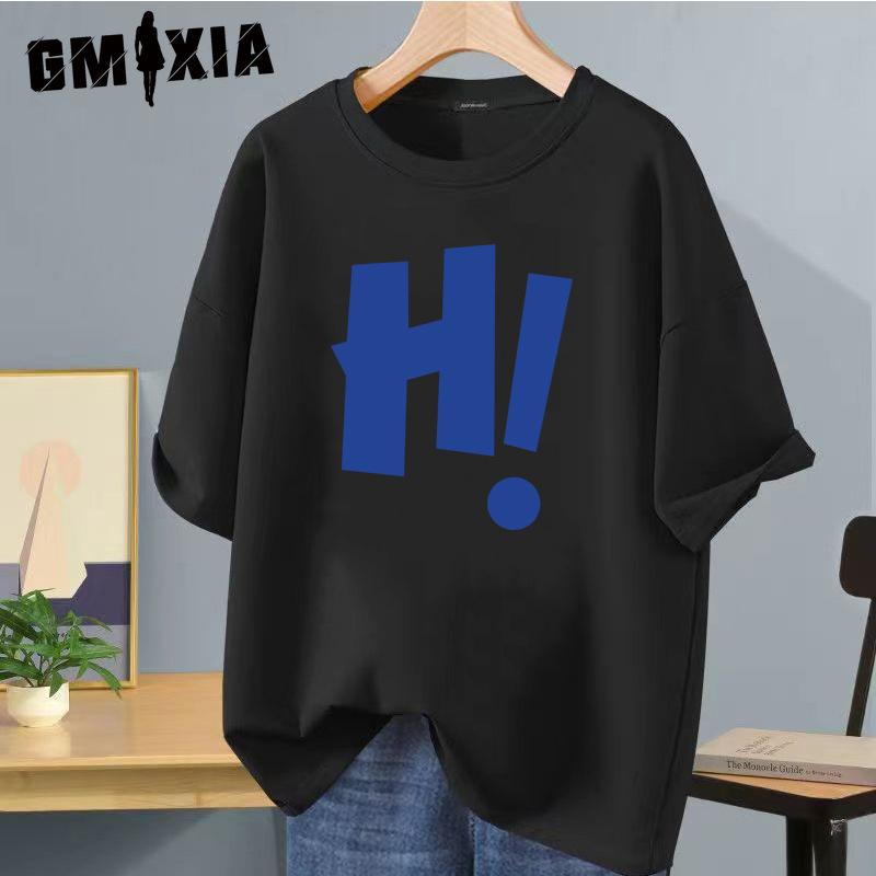 

GMXIA Хлопковая футболка с коротким рукавом Мужская модная свободная футболка с рукавом до локтя с принтом Сочувственная футболка XXXXXL чёрный