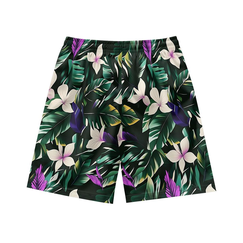 European And American Tropical Rainforest Plant Elements Men'S Casual Shorts Beach Pants