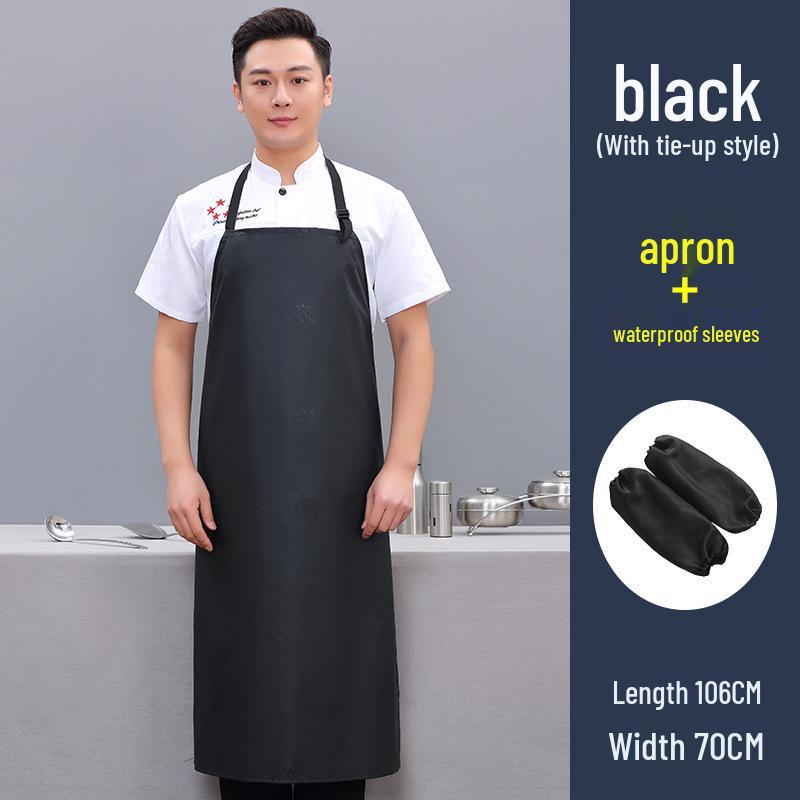 Waterproof Oil-Proof Soft Leather Apron for Kitchen, Dishwashing, Seafood Prep, and Catering - Unisex Long Style.