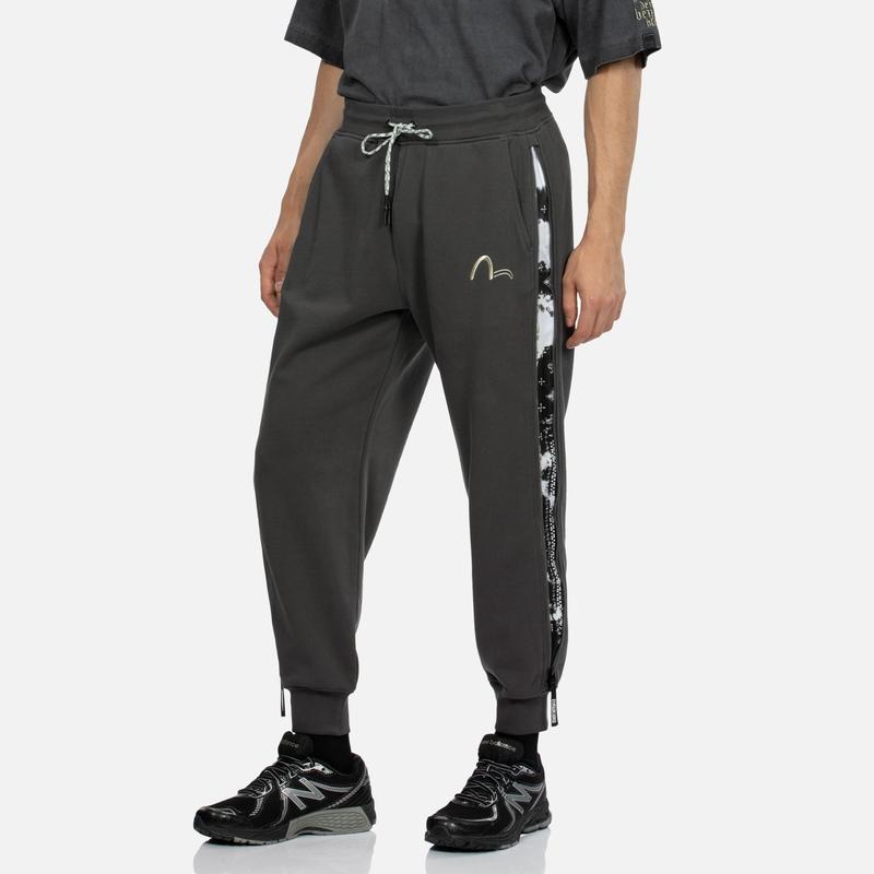 Evisu FW23 Yin Yang Seagull Logo Embroidered Sweatpants Men bottoms Dark-Gray 2EAGNM3SP5194XXCT