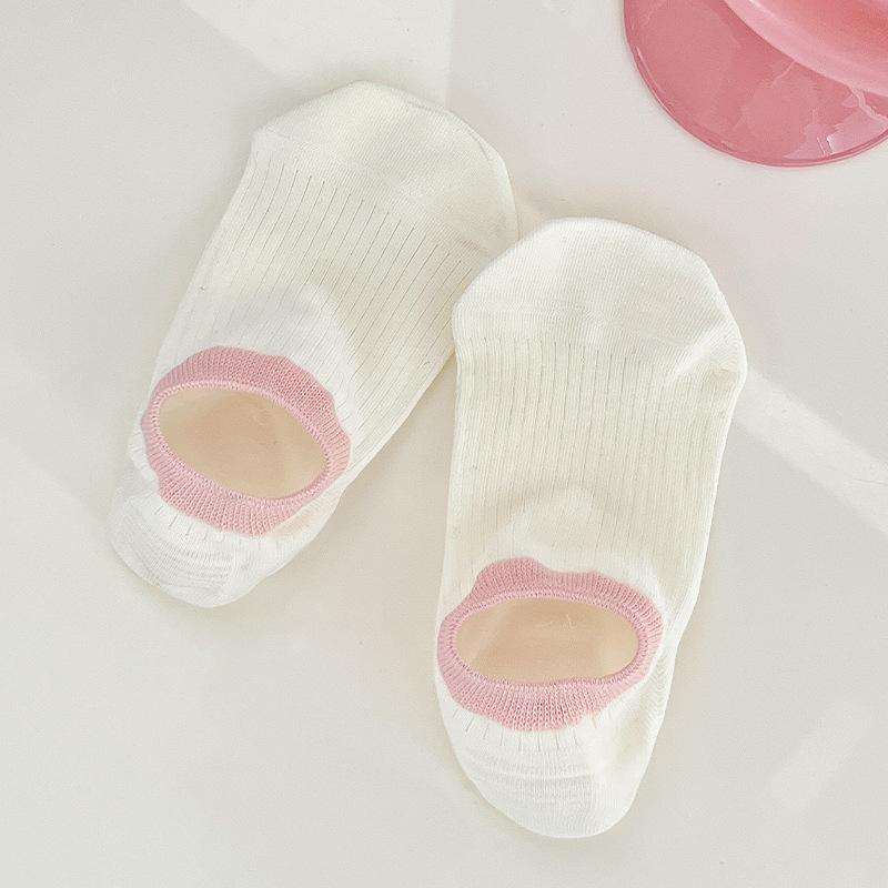 Female Summer Thin Color Matching Shallow Mouth Invisible Non Slip Heel Socks