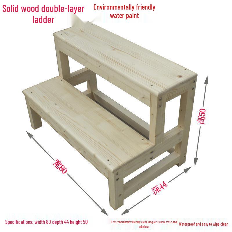 Compact Folding Solid Wood Step Stool & Ladder for Home Use