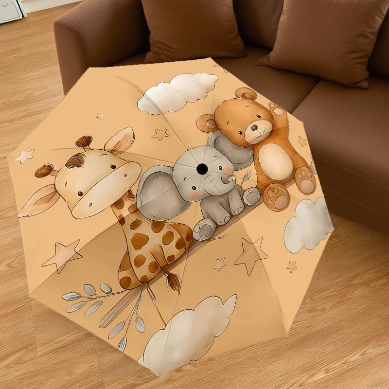 1PC Giraffe Elephant Umbrella-8-Rib Reinforced Portable Folding Travel Suitable for All Seasons Outdoor Daily Use-J379