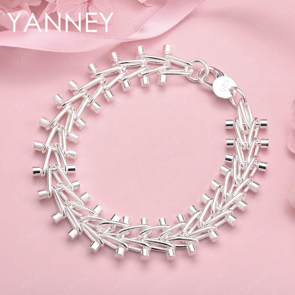 

925 Sterling Silver 8-inch Double-Row Beaded Bracelet for Men and Women, Fashionable Wedding Jewelry Accessories