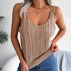 GMXIA Damenmode Lässig Einfarbig Herbst Winter Ärmellos U-Ausschnitt Strickwesten Metallknopf Ausschnitt Top Urlaub Strick
