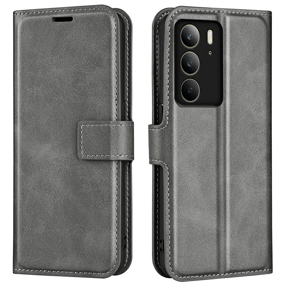 

Для Realme C75 Чохол-підставка Захист від подряпин Шкіряний чохол для телефону з текстурою телячої шкіри Grey