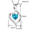 I Love You Mom Engraved Heart Pendant Necklace with Blue Center Stone and Sparkling Accent Sentimental Mother Jewelry for Women