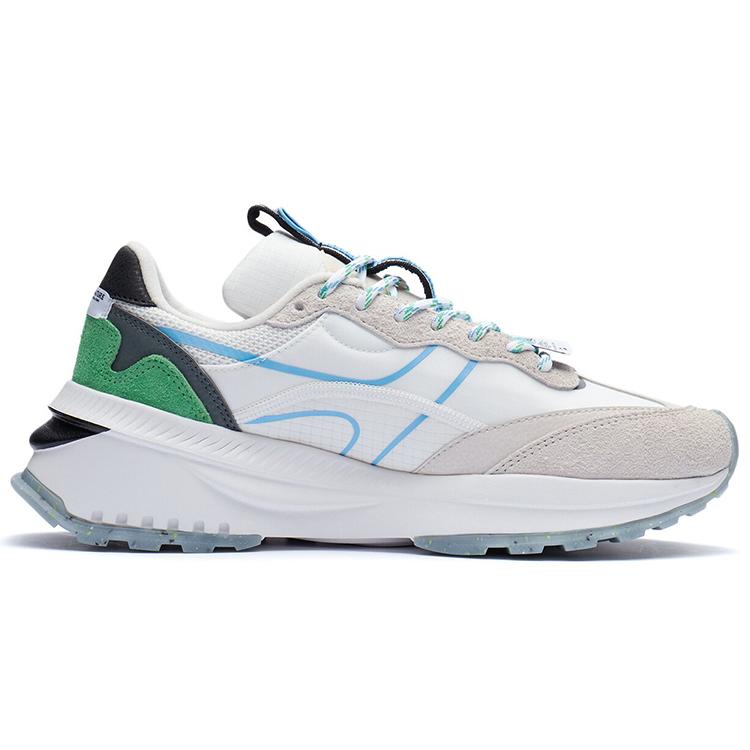 New LiNing Cushioned Slip Resistant Abrasion Resistant Low Top Casual Running Shoes Men's White Sand Gray AGCR445-1