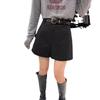 2024 Autumn/Winter Petite Women's Gray Woolen High-Waist A-Line Shorts: Versatile, Slim, Wide-Leg Design