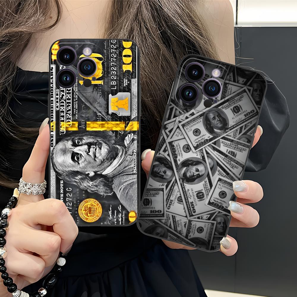 USD Dollar Printed Phone Case for iPhone 17 16 15 14 13 12 11 X XR XS 8 7 Air Pro Max Plus Mini Soft TPU Shockproof Cover