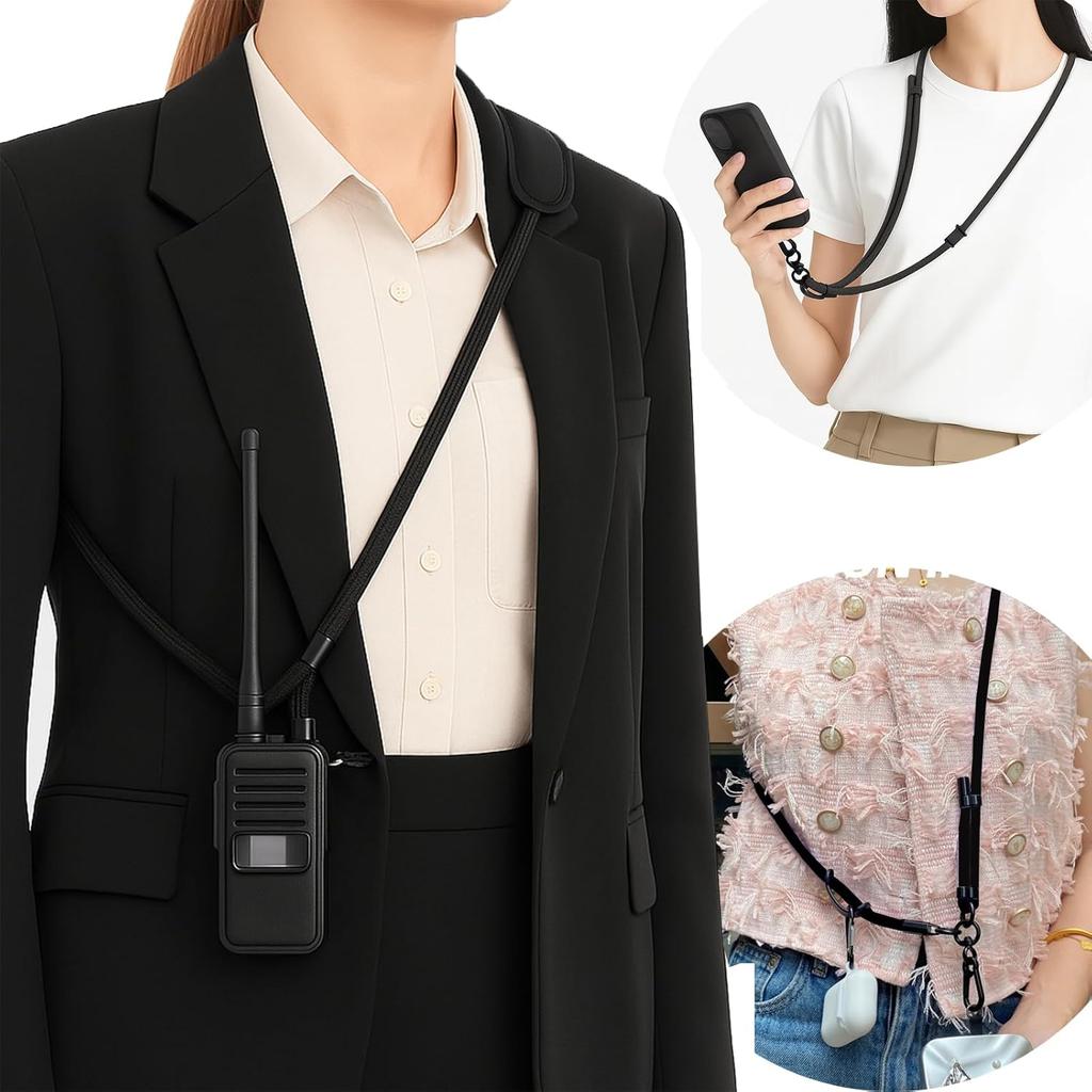 Adjustable Crossbody Phone Lanyard with Quick-Release Buckle, Padded Shoulder, Hands-Free for Phones, Walkie Talkie