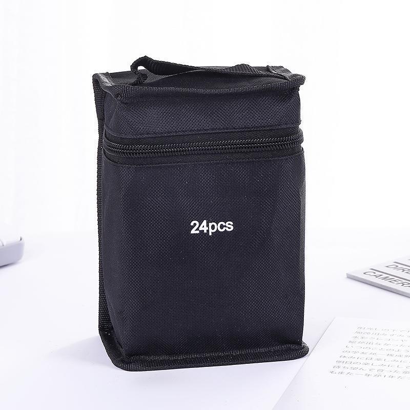 24/36/48Cs Large Capacity Zipper Canvas Pencil Bag Markers Pen Storage Bag Watercolor Pen Stationery Bag