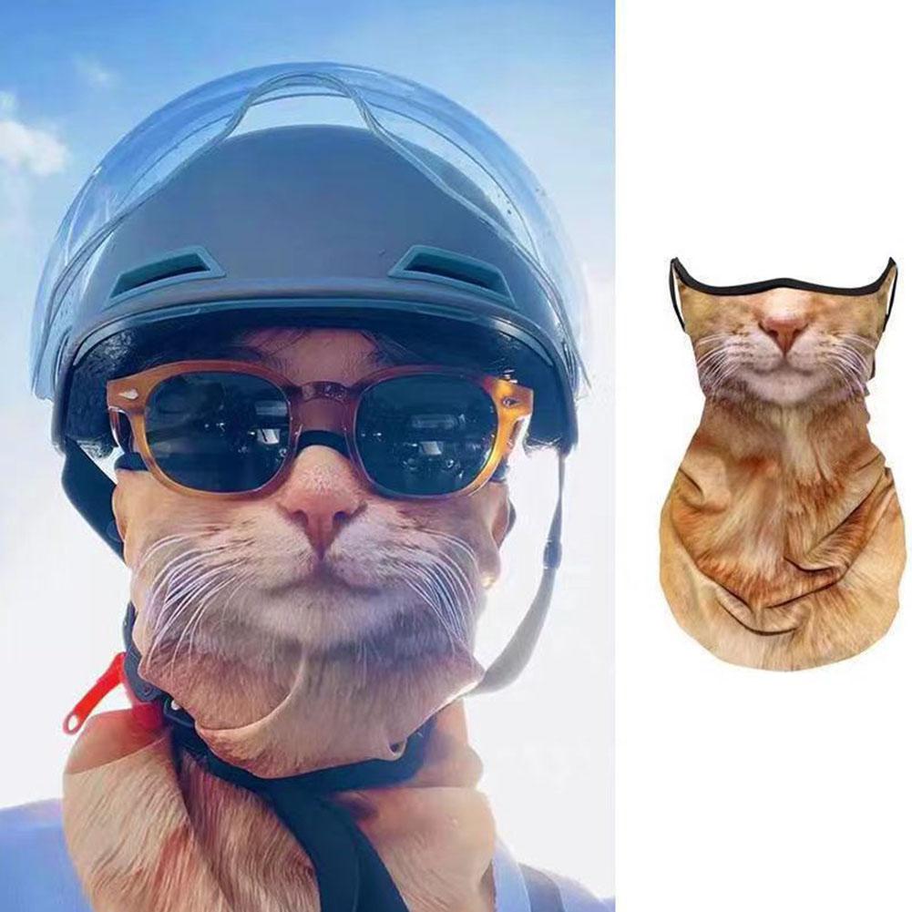3D Printed Animal Unisex Face Bandana Masks Ear Loops Suncreen Headwear Cat /Dog Balaclava Neck Gaiter For Cycling Sports Hiking