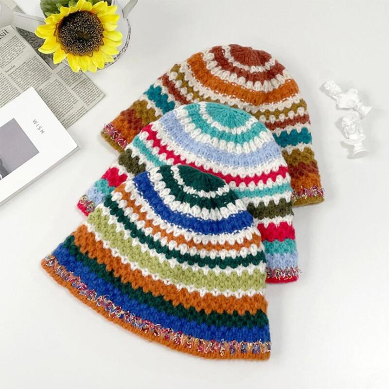 Women s Rainbow Striped Bright Hat C6498_Mint