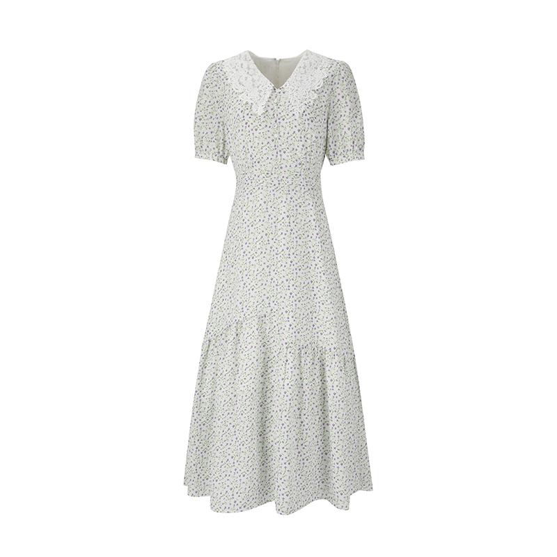 SOUP V-Neck Printed Collar Dress (Sz5Op90)