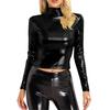 Women's Fashionable Color High Neck Long Sleeved Exposed Navel Sexy Tight Fitting Performance Outfit Top
