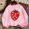 Kids Crewneck Sweatshirt, Cute Strawberry Print Long Sleeve Pullover, Autumn Winter Casual Tops