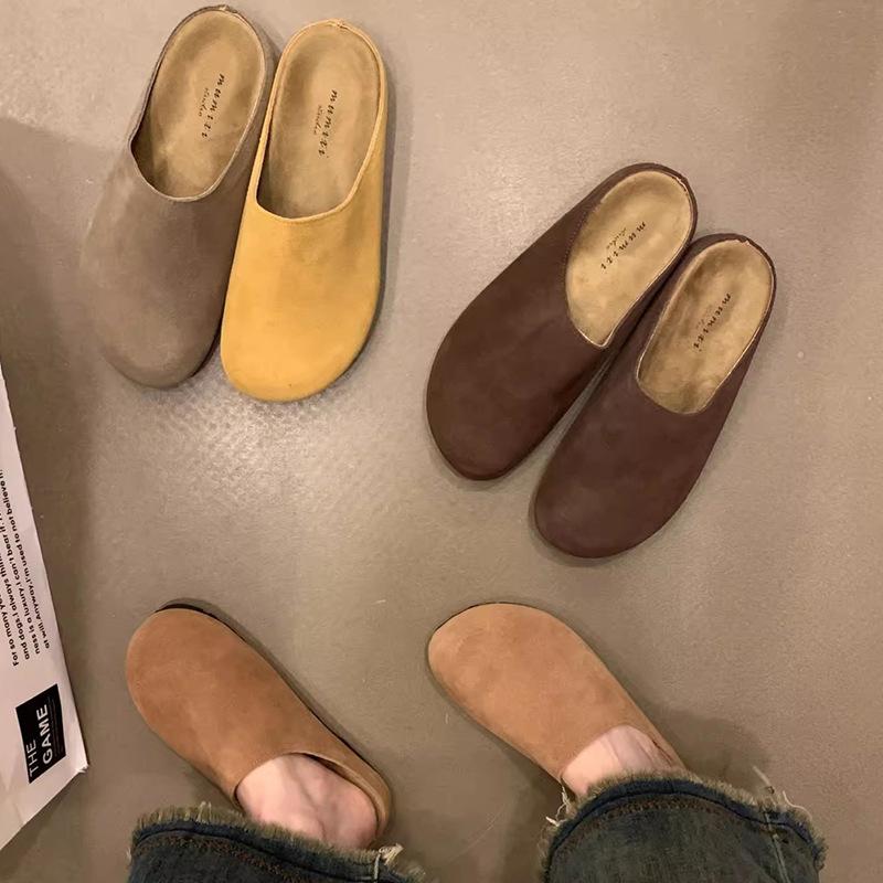 Retro Baotou Girl 2025 Spring New Soft Bottom Casual Versatile with Skirt Casual Half Slippers
