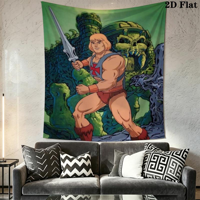 He Man Wall Tapestry Aesthetic Wall Hanging Printed Fabric Blanket Decorative Tapestries for Bedroom Living Room Home Decor