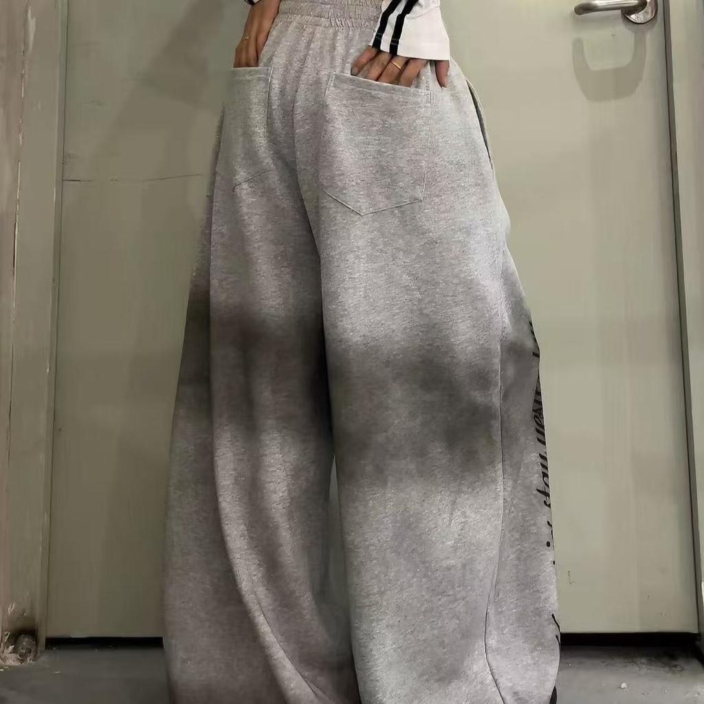 Women Y2K Snake Rhinestone Wide Leg Pants Loose Baggy High Waist Sweatpants with Sparkly Serpent Print Street Dance Casual Wear