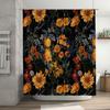 Floral Shower Curtain Botanical Print Bathroom Decor Vintage Flower Pattern Waterproof Fabric Backdrop Washable Artistic Home Te