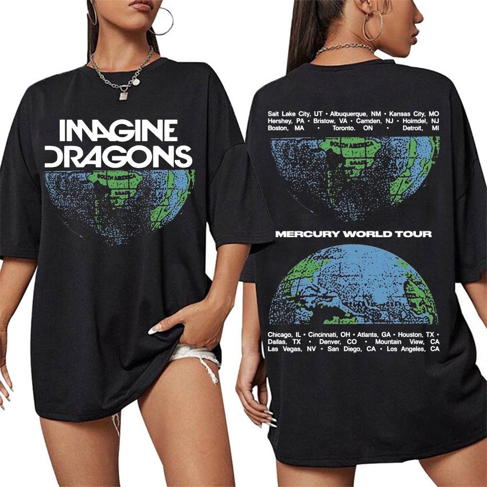 202526 Hot Sale Imagine Dragons Loom World Tour Cover TShirt Mens Womens Leisure Hip Hop Pop Street Cotton TShirt Top