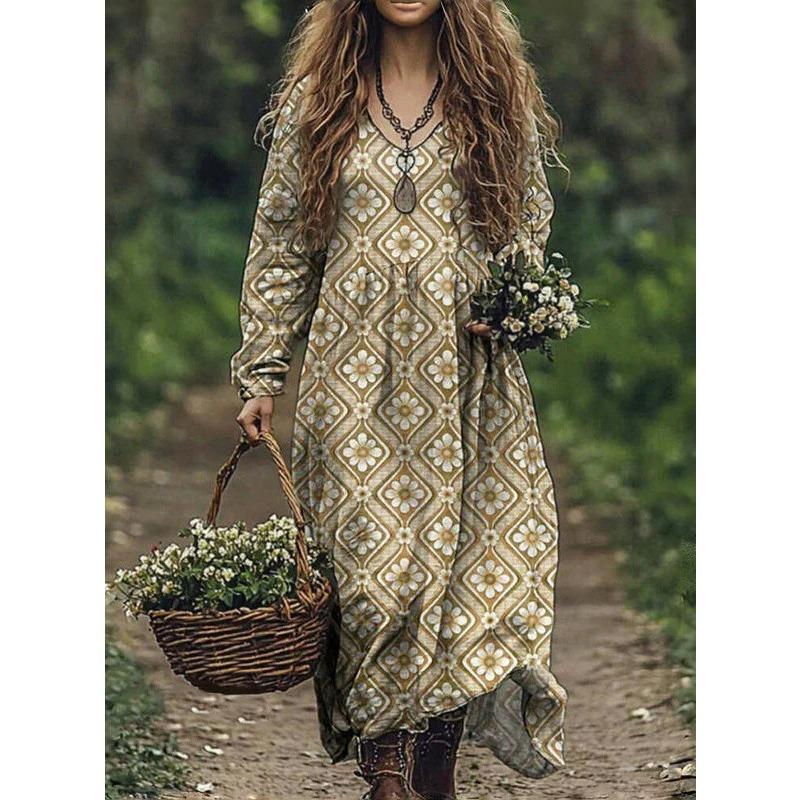 BITCED Fashion Autumn Winter Long Sleeve V-Neck Casual Dresses