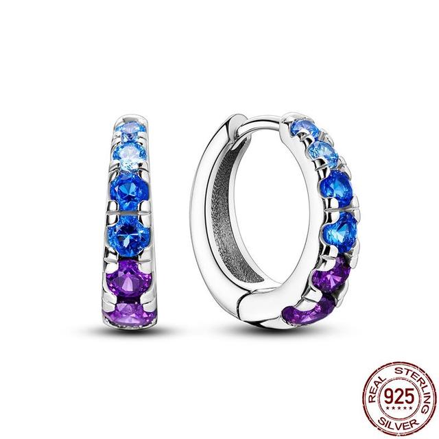 100 % echte 925 Silber Ohrringe Schneeflocke Zirkon Herzform Gold Roségold Zirkon Schmuck funkelnden Creolen Anhänger