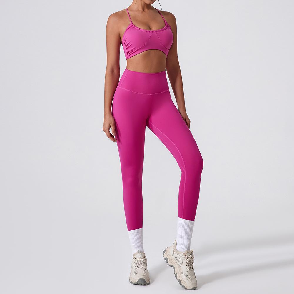 Sleek Yoga Set: Moisture-Wicking, Quick-Dry, Beautiful Back, Nude Feel, Two-Piece for Training & Running
