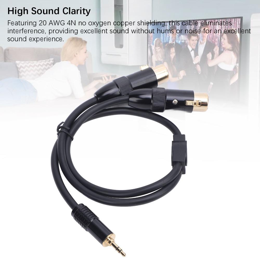 1/8in Jack 3.5mm for TRS Male To Dual XLR Female Cable Active Speaker Connection Cable  Speakers