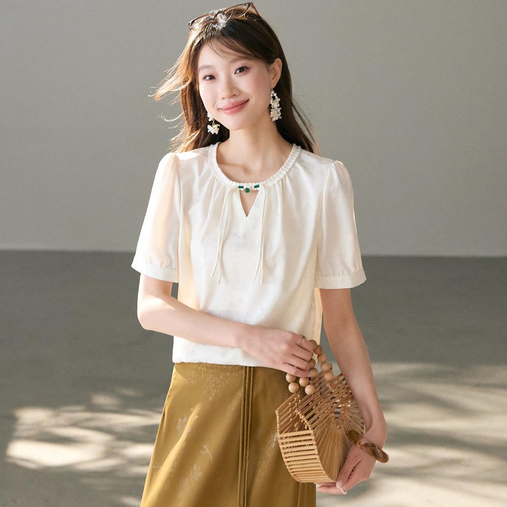 New casual shirt for women in summer of 26, women's base, high-end feeling, women's pullover shirt, women's short sleeved top, T-shirt for women