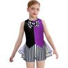 Girls Mad Costume: Sleeveless Stripes Checkerboard Bow Knot Tutu Bodysuit for Fairytale Tea Party Dress Up