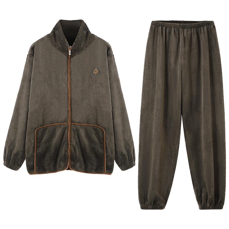 Pajamas Men'S Winter Coral Fleece Thickened Fleece Warm Men'S Autumn And Winter Flannel Men'S Large Size Winter Loungewear