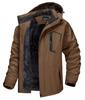 TACVASEN Casual Mountain Parka with Fleece Windproof and Plus Includes Size 3XL Lining, Waterproof, Size, Hat, Coffee,