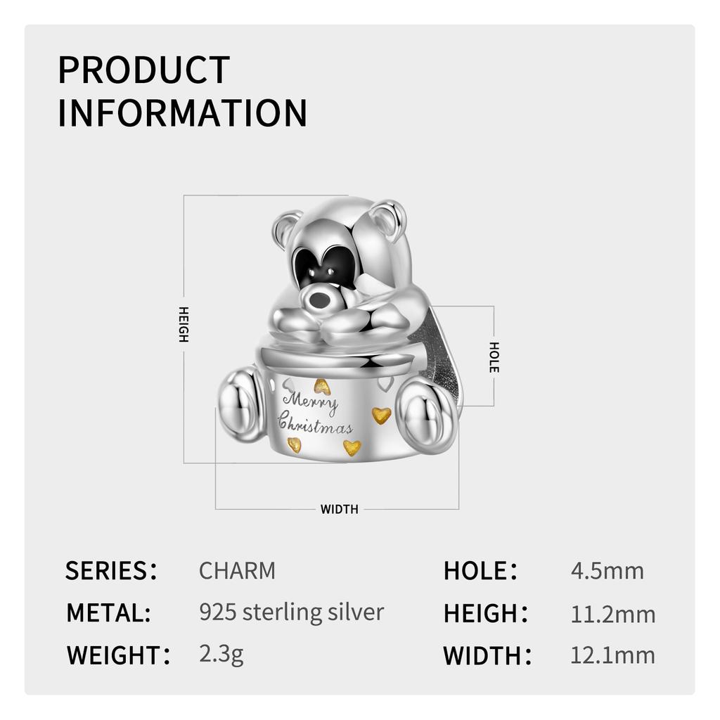 Świąteczny niedźwiedź Candy House Bell 925 srebrna bransoletka Charm dla kobiet tworzenia biżuterii wisiorek CZ dynia samochód łańcuch bezpieczeństwa koraliki