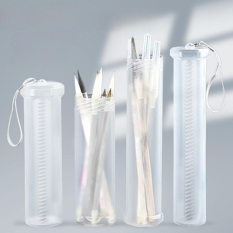 1pc ABS Telescopic Pen Holder Adjustable Transparent Art Painting Brush Pencil Holder Outdoor Sketching Brush Storage Pen Holder