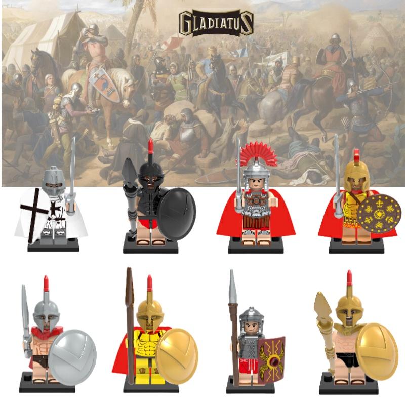Premium Plastikbausteine Spielzeug X0164 Antike Römische Spartanische Kreuzfahrer Figuren Set X643-650