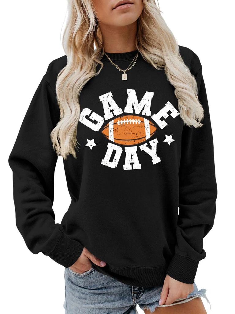 Colorful Football Letter Crewneck Sweatshirt - Game Day Long Sleeve Casual Wear