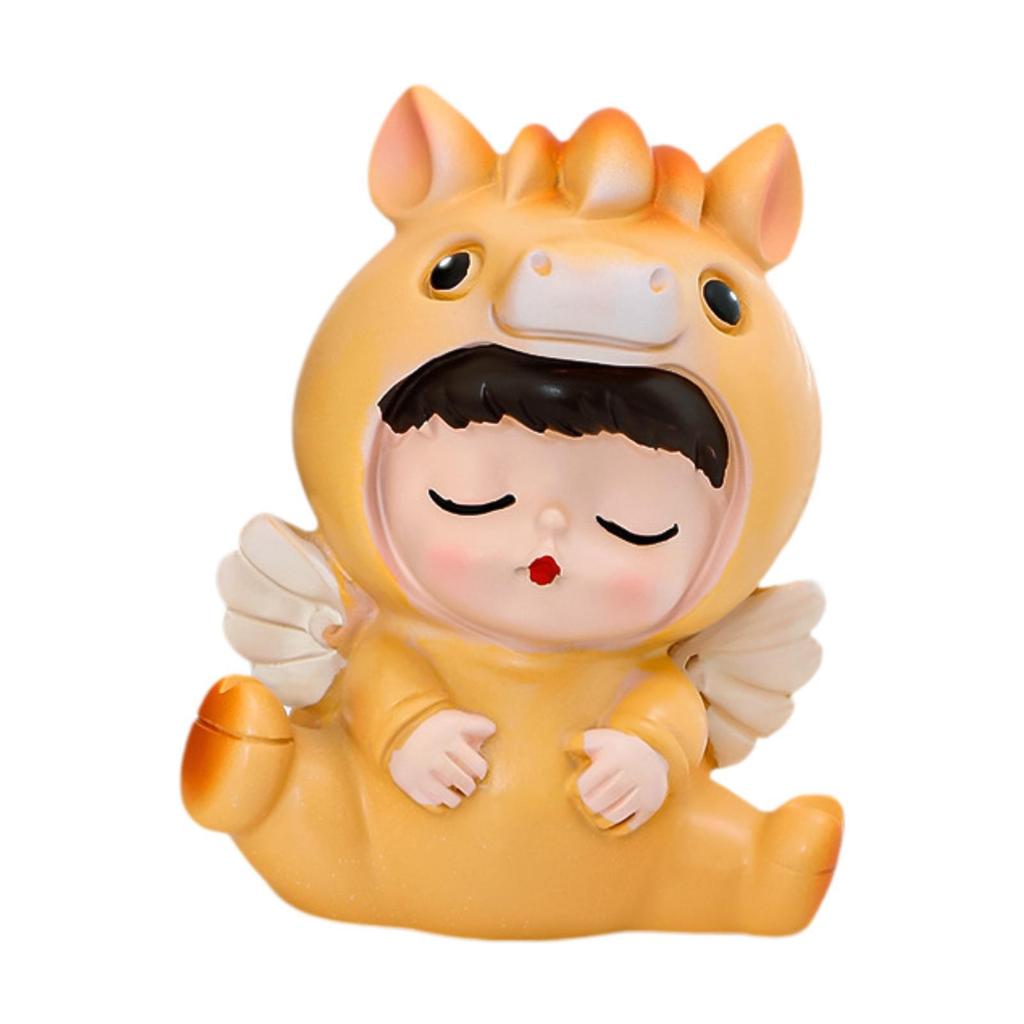 Resin Horse Statue, Cute Crafts Fengshui Figurine, Creative Animals Sculpture for Bookshelf, Entryway