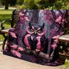 1pc Owl Cherry Blossom Branch Throw Blanket Polyester Fiber, Lightweight Flannel, Soft & Warm, All Season Use for Outdoor, Camping Digital Print