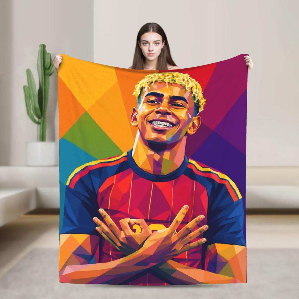 Fußball L-Lamine Yamal Spanien Decken Fleece Frühling/Herbst Multifunktionale Weiche Überwurfdecken für Zuhause Büro Bettwäsche Überwürfe