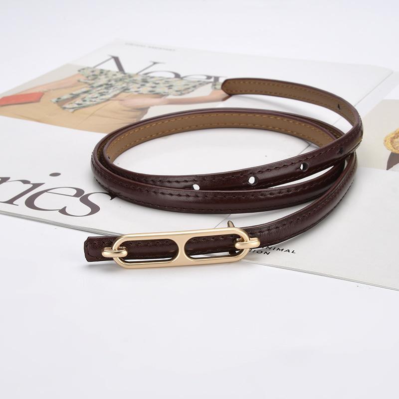 Skirt Belt Women's Decoration Versatile Waist Belt Waist Chain Belt Black Genuine Leather Dress Suit Thin Belt Narrow Belt