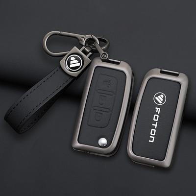 Zinklegierung Leder Auto Fernbedienung Schlüsselhülle Abdeckung Schale Schutz Halter für Foton Tunland Auman Toano Sauvana Autozubehör