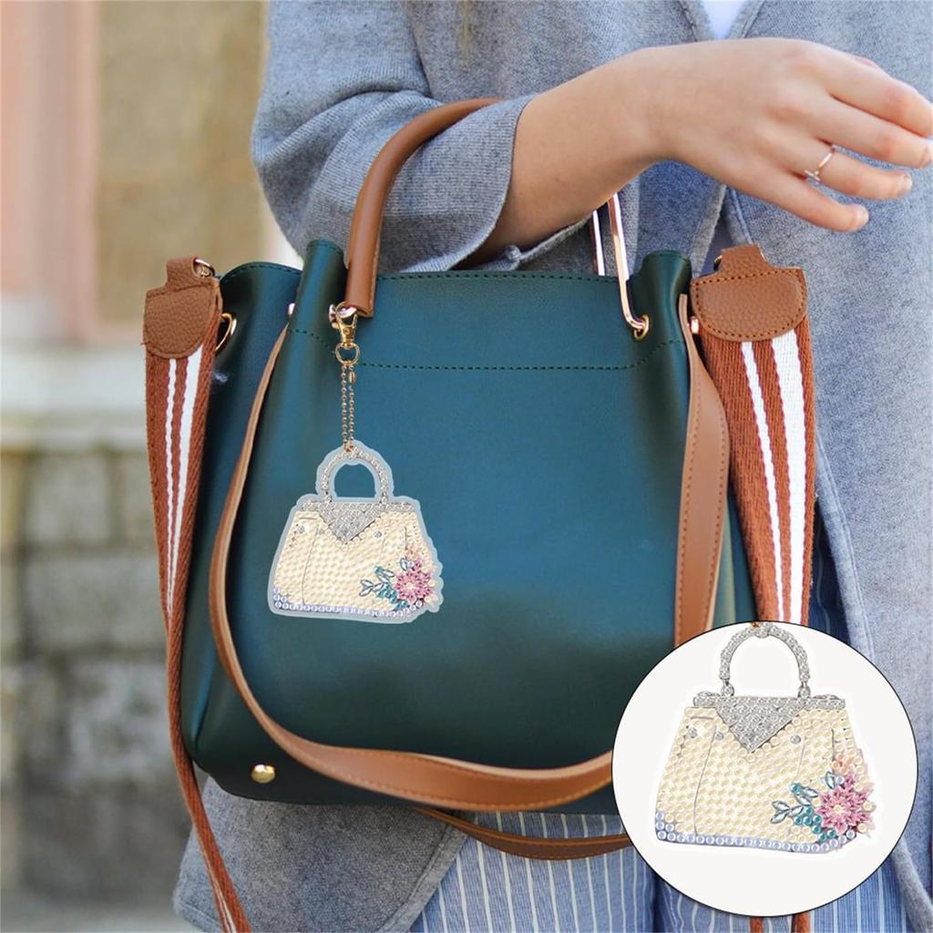 Diamond Art Keychain Bag Charm Pendant Kit DIY Handmade Painting Craft Kit Diamond Art Set 6-Piece