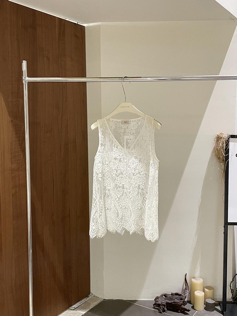 GraceTinah French Lace V-Neck Textured Vest - Spring Essential One Size