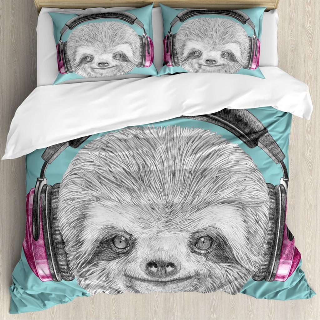 Sloth Starry Sky Duvet Set Three-Piece Children'S Room Decorative Bedding Set